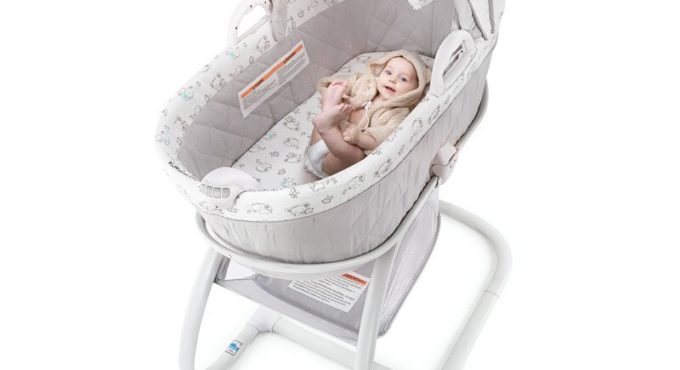 2 in 1 Baby Rocking Bed With Toy Rack, Bassinet & Cradle, Thicken Steel Pipe Frame Crib Have Music