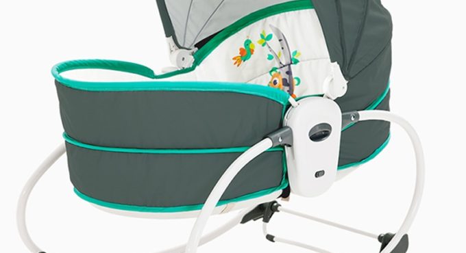 Portable Baby Rocking Bassinet, 5 in 1 Gliding Swing Cradle With Music & Toys, Multi-Functional Infant Crib Travel Chair