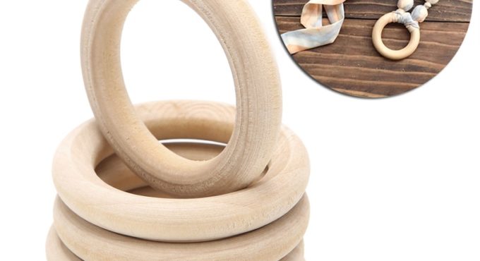 DIY Wooden Beads Connectors Circles Rings Beads Lead-Free Natural Wood