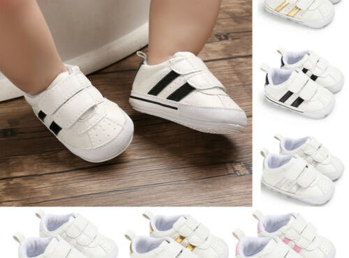 Newborn Baby Boy Girl Crib Shoes Faux Leather Infant Toddler Pre Walker Sneakers New