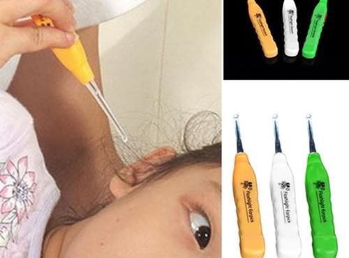 14cm ABC Kid Baby Safe LED Flashlight Earpick Handle Health Ear Cleaner Earwax Remover Curette Children Ear Care Baby Earpick