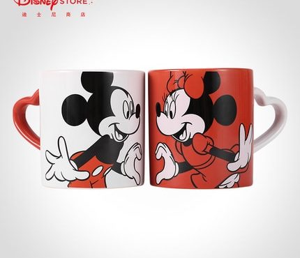 2 pieces Disney Fashion Mickey Minnie Ceramic Mug Couple Cup Mug Gift Box Valentine's Day Gift Milk Coffee Cup