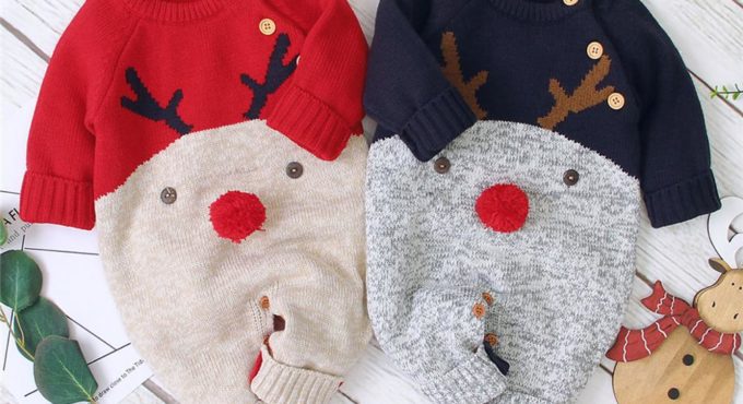 Ma&Baby 0-18M Christmas Baby Clothes Newborn Infant Boy Girl Deer Romper Knitted Warm Jumpsuit Xmas Baby Costumes Clothes