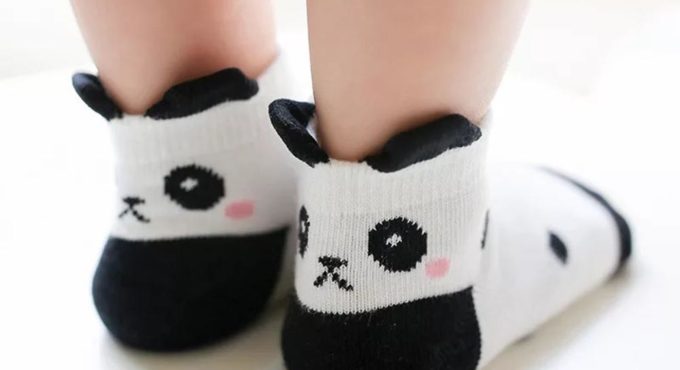 Unisex Kids Socks Cartoon 3D Panda Dots Stripe Print Kids Unisex Soft Breathable Floor Crew Socks Comfortable Random Color