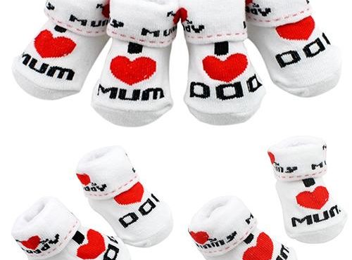 1Pair Newborn Baby Infant Boys Girl Cotton Slip-resistant Floor Socks Love Mom/Dad Pattern Suitable 0~6 Months Toddler