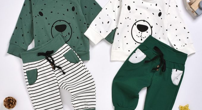 Newborn Clothes Kids Clothes Baby Boy Clothes roupa infantil Cartoon Bear Sweatshirt Tops+ Pants Outfits Set Free Ship Z4