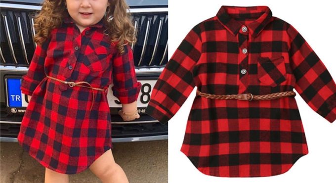 0-5T Christmas Toddler Newborn Kids Baby Girls Dress Red Plaid Cotton Princess Party Long Sleeve Dress Clothes Girl Winter Dress