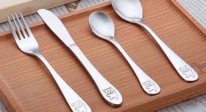 4pcs/set Baby Teaspoon Spoon Food Feeding Fork Knife Utensils Set Stainless Steel Kids Learning Eating Habit Children Tableware