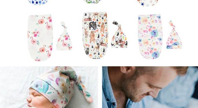 Newborn Photography Prop Baby Blankets Printed Newborn Infant Baby Boys Girls Sleeping Swaddle Muslin Wrap +Hat For 0-3 Month