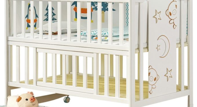 Larger Size Wood Baby Crib, Can Convert to Elder Kids', 124*68*105cm, Multifunctional Newborn Cot, Joint With Adult Bed