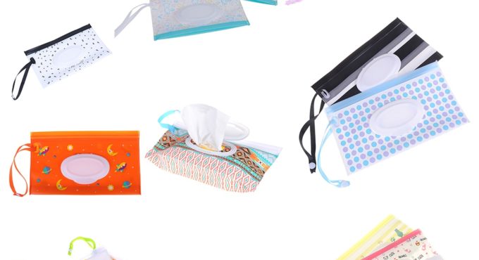 Eco-Friendly Baby Wipes Bag Wet Wipe Box Cleaning Wipes Portable Bag Container Case Kids Reusable Wet Wipes Bag Chaning Pad