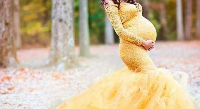 Long Sleeve Maternity Gown Lace Maxi Dress Pregnant Women Clothes Photography Pregnancy Dress Maternity Dresses for Photo Shoot