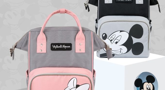 Disney Mickey Minnie USB Diaper Bag Large Capacity Mummy Maternity Nappy Bag Baby Travel Backpack For Baby Care Designer Pink