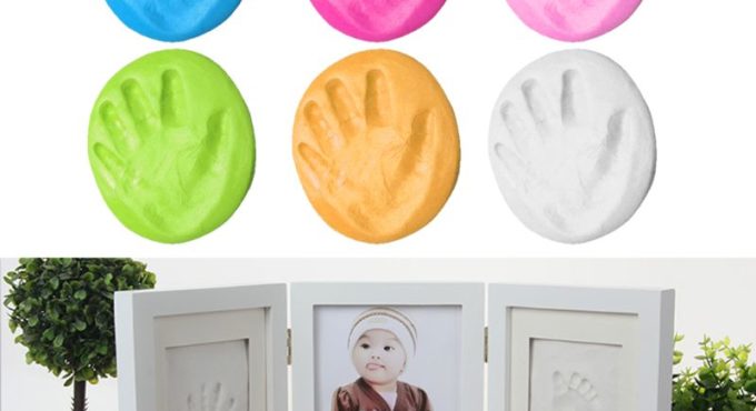 3D Newborns Molds Baby Handprint Footprint Photo Frame for Baby Care Babies Souvenir Casting Newborn Footprint Soft Clay Inkpad