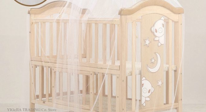 All-in-One Infant Crib, 106*62*102cm, Extend To 150cm Length, Wood Baby Cot Can Joint With Adult Bed, Convert Rocking Cradle