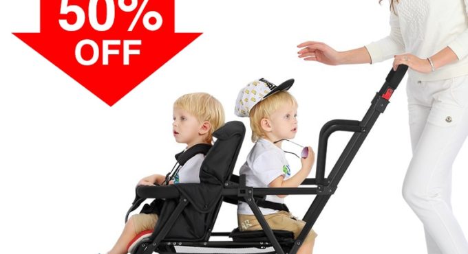 Foldable twin baby stroller second child double stroller easy folding light can lie and sit multiple mode conversion