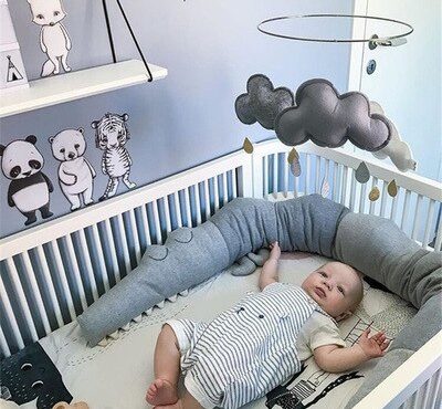 Amazon's Popular Ins Scandinavian Crocodile Crib Is Surrounded By Gray Cotton Non Pilling Children's Crash Bed