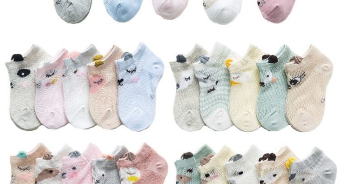 5 Pairs/lot 0 to 7 Years Spring Summer Thin Mesh Socks For Girls Boys Cute Animal Children's Thin Sock Baby Newborn Short Socks