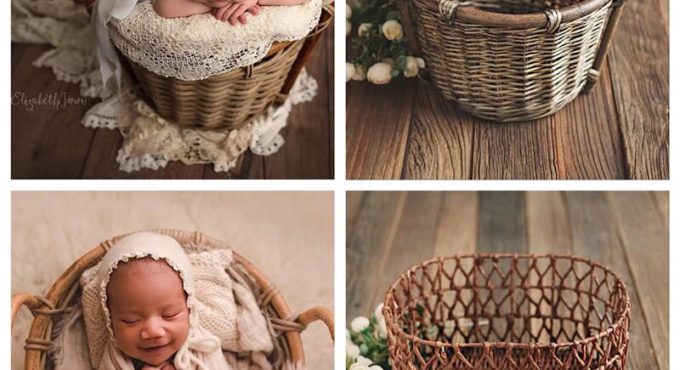 Rattan Basket Newborn Photography Props Baby Photoshoot Studio Posing Basket fotografia Accessoires Infant Photo Shoot Props