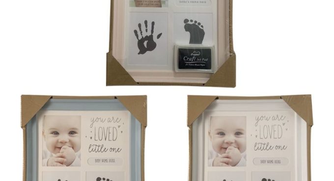 Baby Kids Birthday Gift Newborn Hand and Foot Print Ornaments 12 Months Photo Frame with Craft Ink Pad Home Decoration