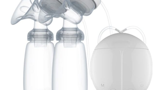 Electric Double Breast Pump Kit with 2 Baby Milk Bottles Nipple Suction Breast Massager Breastfeeding Assistant