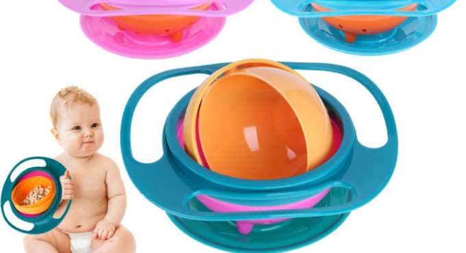 Newborn Baby Bowl Universal Gyro Bowl Practical Design Children 360 Degrees Rotate Balance Gyro Umbrella Bowl Spill-Proof Bowl