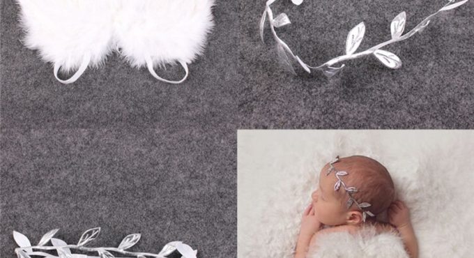 Newborn Photography Props White Angel Wing Baby Photos Props Feather Wing Girls Hair Kids Baby Photography Hair Accessories