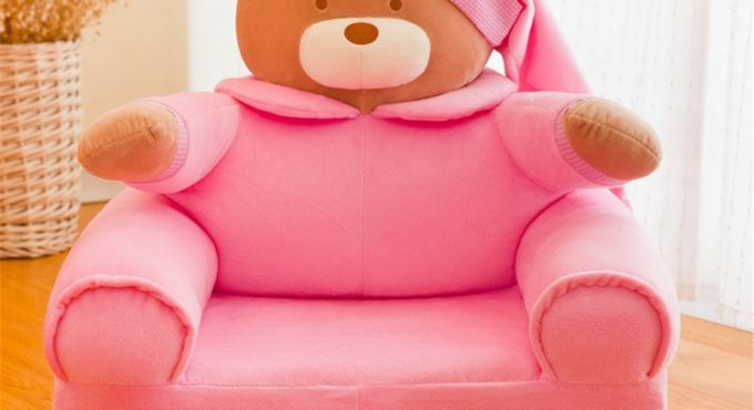 Baby Kids Only Cover NO Filling Cartoon Crown Seat Children Chair Neat Puff Skin Toddler Children Cover for Sofa Folding