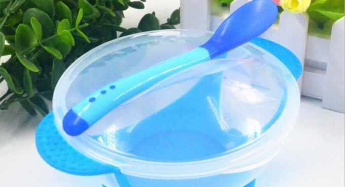 Baby Sucker Bowl Children's Tableware Baby Learning Dish with Bowl Set PP Temperature Sensing Baby Feeding Bowl Spoon Dishes