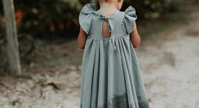 2021 New Summer Toddler Princess Dress Kids Cotton Causal Dress Ruffles Pure Color Baby Girl Clothing Korean Japan Style