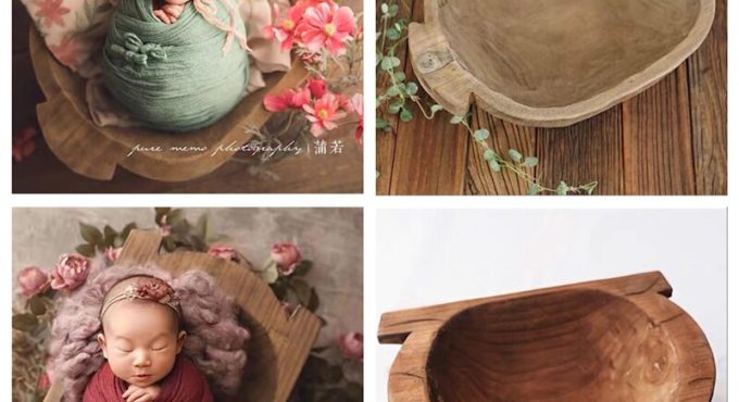 Baby Photo Shoot Studio Session Solid Wood Basket Newborn Photography Prop fotografia Accessories Baby Shooting Wooden Prop