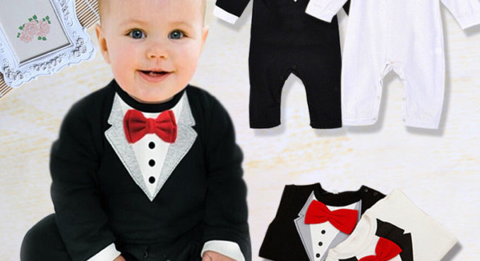 Boy Clothes Toddler Baby Boy Bow Tie Gentleman Jumpsuit Bodysuit Clothes Outfits