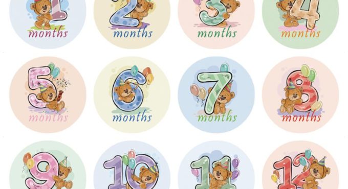 12 Pcs Month Sticker Baby Photography Milestone Memorial Monthly Newborn Kids Commemorative Card Number Photo Props Accessories