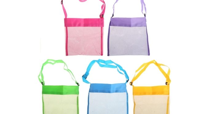 Portable Kids Sand Away Mesh Beach Bag Shell Collection Carrying Toys Storage