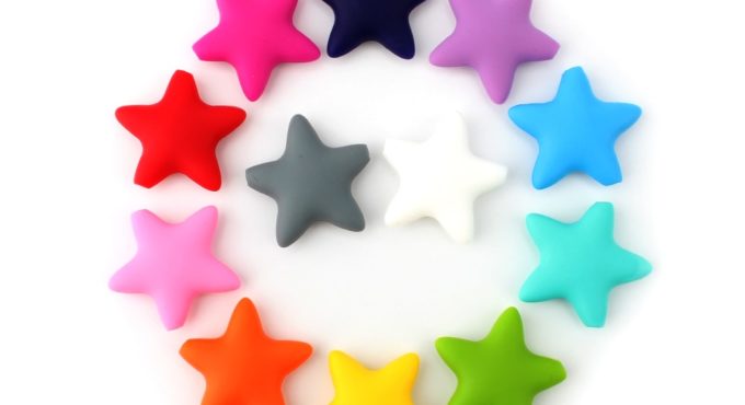 Keep&grow Stars Silicone Beads 12Colors Baby Teethers Food Grade Baby Teething Toys For Pacifier Chain Necklace DIY Accessories