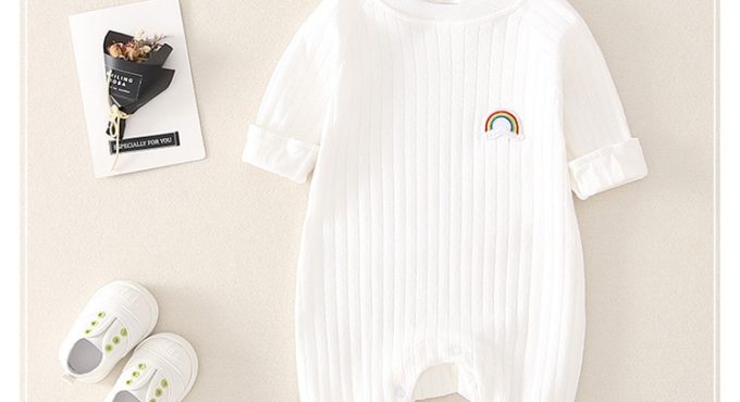 Baby Clothes Baby Gauze Cute Baby Romper Climbing Suit Rainbow Newborn Baby Cotton autumn jumpsuit