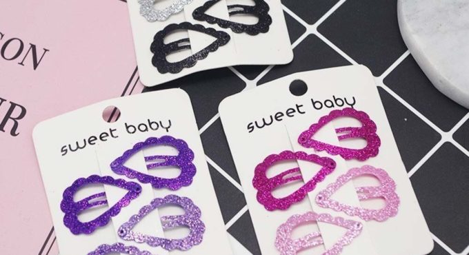 4 Pcs Cute Heart-shaped Colourful Baby Girl Hair Pins Girls Hair Accessories Children Headwear Baby Hair Clips Headdress