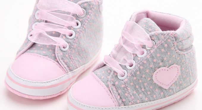 Infant Newborn Baby Girls Polka Dots Heart Autumn Lace-Up First Walkers Sneakers Shoes Toddler Classic Casual Shoes