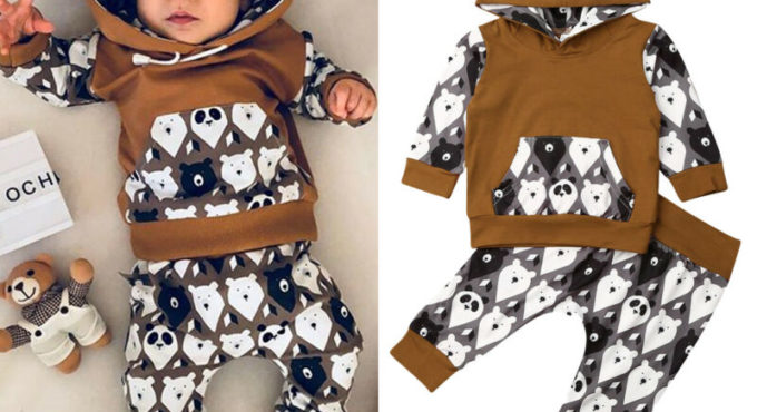 2PCS Newborn Baby Girl Boy 0-24M Tracksuit Clothes Hooded Top + Long Pants Outfits