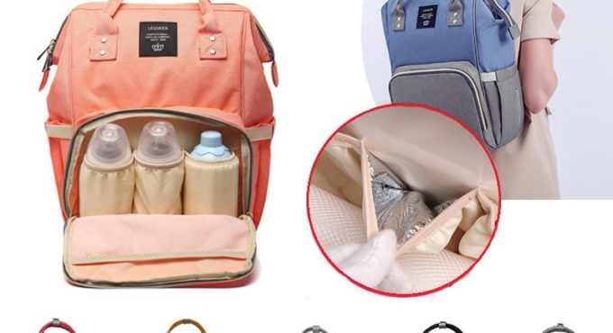 Lequeen Large Capacity Fashion Mummy Maternity Nappy Diaper Bags Travel Backpack Nursing Bag for Baby Care Women's Fashion Bag