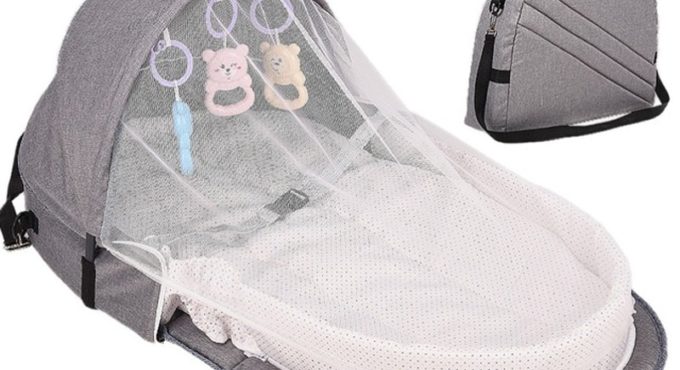 3Pcs Portable Bed Foldable Baby Bed Travel Sun Protection Mosquito Net Breathable Soft Infant Folding Sleeping Basket With Toys