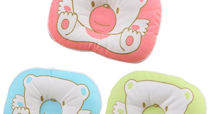 Lovely Cartoon Bear Infant Baby Head Support Cushion Soft Cotton Shaping Pillow