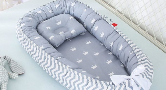 Soft Cotton Baby Bed With Pillow Portable Baby Nest Crib Travel Bed Infant Cradle Washable Bebe Bed Bassinet Bumper 85*50 cm