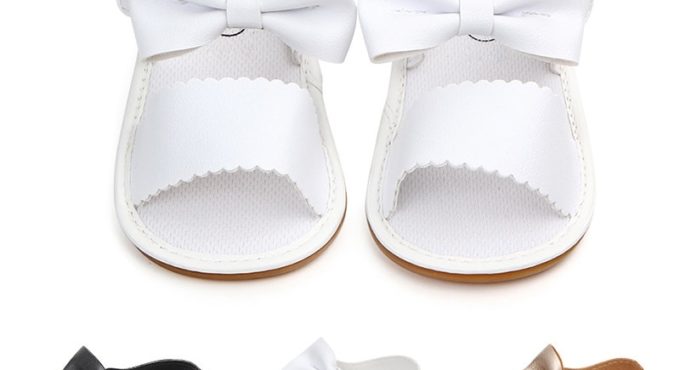 Toddler Girl Crib Shoes PU Newborn Bow Soft Sole Anti-slip Baby Sneakers Sandals Toddler Shoes Baby Shoes