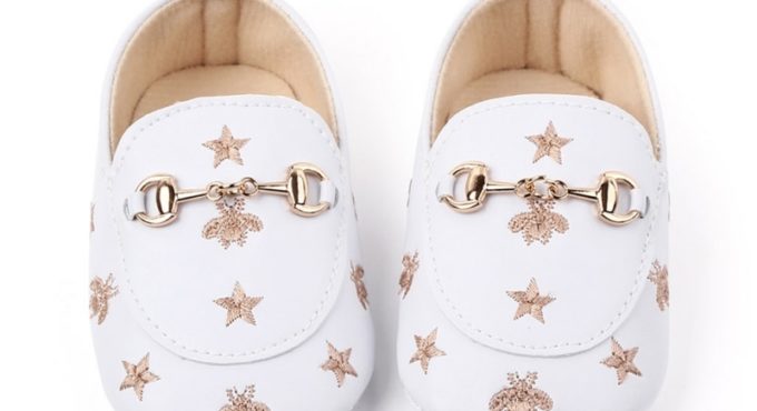 1Pair Baby Girl Infant Cute Fashion Pentagram Pattern Shoes Peas Baby PU Leather Kids Shoes Soft Bottom Toddler Shoes