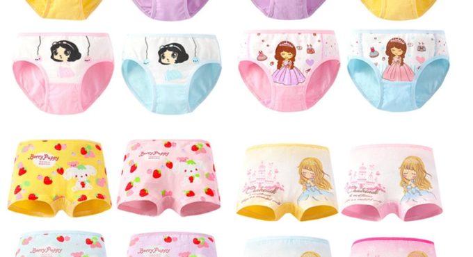 4pcs/Lot Cartoon Panties Cotton Short Pants Girls' Underwear Suit 2-10Years