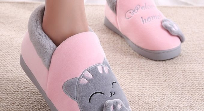 Kids Baby Boys Girls Winter Slippers Cartoon Cat Non-slip Home Indoors Shoes Baby Winter Home Slippers Soft Comfortable Shoes