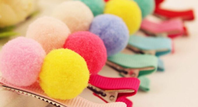 1PC Colorful Fluffy Balls Hair Clips Grosgrain Barrettes Dog Bow Hair Little Flower Bows For Small Dogs Charms Gift