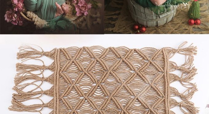 Newborn Photography Props Accessories Backdrop Blanket Bohemian style Hemp Rope Blanket for Newborn Shooting Baby Photo Props