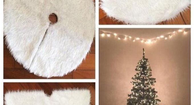 Christmas Decoration Plush Tree Skirt Pure White Long Hair Christmas Tree Skirt Christmas Fake Snow Blanket Christmas Tree Dress